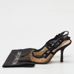Pre Owned Dior Black Mesh and Suede J'Adior Slingback Pumps Size 38