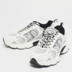 Pre Owned Dior White/Black Mesh Dior Chrono Sneakers Size 37.5