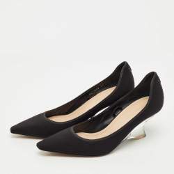 Pre Owned Dior Black Neoprene Pointed Toe Wedge Pumps Size 39