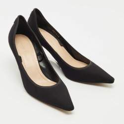 Pre Owned Dior Black Neoprene Pointed Toe Wedge Pumps Size 39