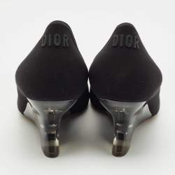 Pre Owned Dior Black Neoprene Pointed Toe Wedge Pumps Size 39