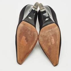 Pre Owned Dior Black Neoprene Pointed Toe Wedge Pumps Size 39