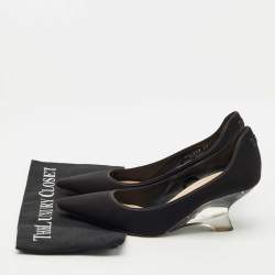 Pre Owned Dior Black Neoprene Pointed Toe Wedge Pumps Size 39