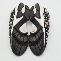 Pre Owned Dior Black Crystal Embellished Mesh Fusion Sneakers Size 38.5