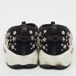 Pre Owned Dior Black Crystal Embellished Mesh Fusion Sneakers Size 38.5