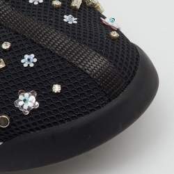Pre Owned Dior Black Crystal Embellished Mesh Fusion Sneakers Size 38.5