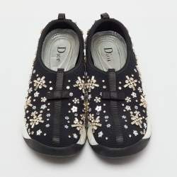 Pre Owned Dior Black Crystal Embellished Mesh Fusion Sneakers Size 38.5