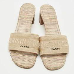 مملوكة مسبقًا Dior Multicolor Embroidered Canvas Dway Slide Sandals Size 39