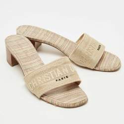 مملوكة مسبقًا Dior Multicolor Embroidered Canvas Dway Slide Sandals Size 39