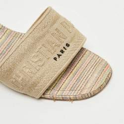 مملوكة مسبقًا Dior Multicolor Embroidered Canvas Dway Slide Sandals Size 39