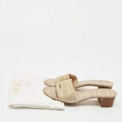 مملوكة مسبقًا Dior Multicolor Embroidered Canvas Dway Slide Sandals Size 39