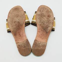 Pre Owned Dior Multicolor Embroidered Canvas Floral Dway Flat Slides Size 38