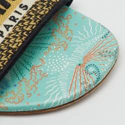 Pre Owned Dior Multicolor Embroidered Canvas Floral Dway Flat Slides Size 38