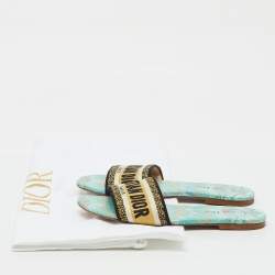 Pre Owned Dior Multicolor Embroidered Canvas Floral Dway Flat Slides Size 38