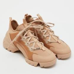 Pre Owned Dior Nude Neoprene and PVC D-Connect Low Top Sneakers Size 39