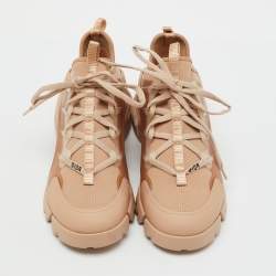 Pre Owned Dior Nude Neoprene and PVC D-Connect Low Top Sneakers Size 39