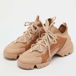 Pre Owned Dior Nude Neoprene and PVC D-Connect Low Top Sneakers Size 39