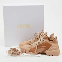 Pre Owned Dior Nude Neoprene and PVC D-Connect Low Top Sneakers Size 39