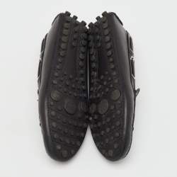 Pre Owned Dior Black Leather Flower Embellished Driving Loafers Size 38
