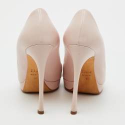 Pre Owned Dior Pink Leather Miss Dior Peep Toe Platform Pumps Size 38
