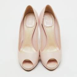 Pre Owned Dior Pink Leather Miss Dior Peep Toe Platform Pumps Size 38