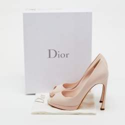 Pre Owned Dior Pink Leather Miss Dior Peep Toe Platform Pumps Size 38