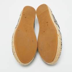 Pre Owned Dior Navy Blue/White Canvas Granville Espadrille Flats Size 40