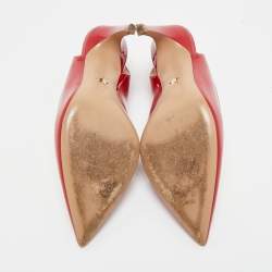 Pre Owned Dior Red Patent Leather Pointed Toe Slingback Pumps Size 40