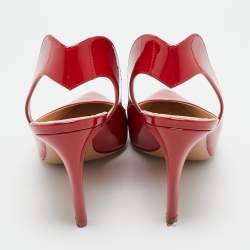 Pre Owned Dior Red Patent Leather Pointed Toe Slingback Pumps Size 40