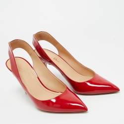 Pre Owned Dior Red Patent Leather Pointed Toe Slingback Pumps Size 40