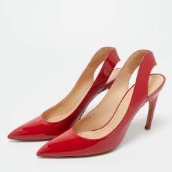 Pre Owned Dior Red Patent Leather Pointed Toe Slingback Pumps Size 40