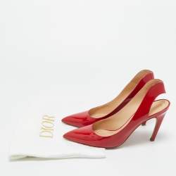 Pre Owned Dior Red Patent Leather Pointed Toe Slingback Pumps Size 40