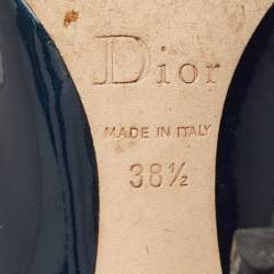 Pre Owned Dior Metallic Blue Patent Leather Cherie Pointed Toe Pumps Size 38.5