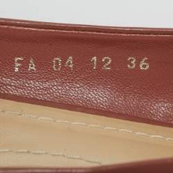 Pre Owned Dior Beige Patent Leather Bow Detail Pointed Toe Ballet Flats Size 36