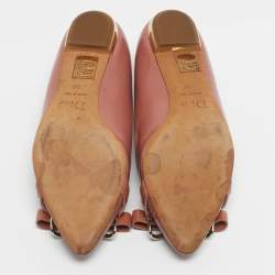 Pre Owned Dior Beige Patent Leather Bow Detail Pointed Toe Ballet Flats Size 36