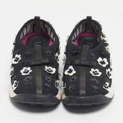 Pre Owned Dior Black Mesh Fusion Floral Embellished Sneakers Size 37