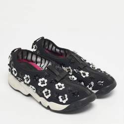 Pre Owned Dior Black Mesh Fusion Floral Embellished Sneakers Size 37