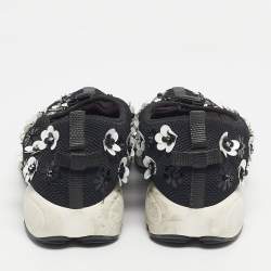 Pre Owned Dior Black Mesh Fusion Floral Embellished Sneakers Size 37