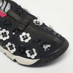 Pre Owned Dior Black Mesh Fusion Floral Embellished Sneakers Size 37