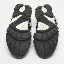 Pre Owned Dior Black Mesh Fusion Floral Embellished Sneakers Size 37