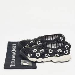 Pre Owned Dior Black Mesh Fusion Floral Embellished Sneakers Size 37