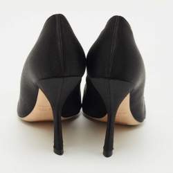 Pre Owned Dior Black Satin Comete Pointed Toe Pumps Size 37.5