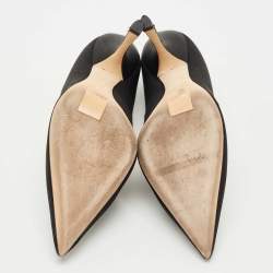Pre Owned Dior Black Satin Comete Pointed Toe Pumps Size 37.5
