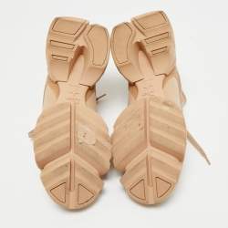 Pre Owned Dior Beige Neoprene and Rubber D-Connect Sneakers Size 38.5