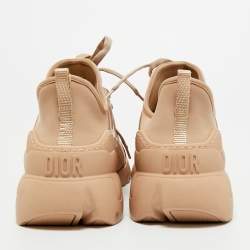 Pre Owned Dior Beige Neoprene and Rubber D-Connect Sneakers Size 38.5