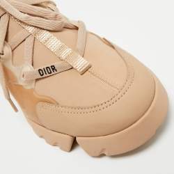 Pre Owned Dior Beige Neoprene and Rubber D-Connect Sneakers Size 38.5