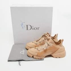 Pre Owned Dior Beige Neoprene and Rubber D-Connect Sneakers Size 38.5
