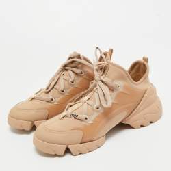 Pre Owned Dior Beige Neoprene and Rubber D-Connect Sneakers Size 38.5