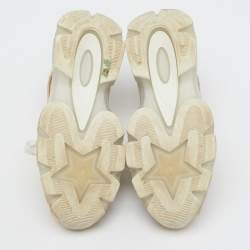 Pre Owned Dior White/Gold Rubber, Mesh and Leather Vibe Low Top Sneakers Size 37