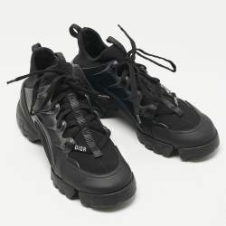 Pre Owned Dior Black Neoprene and PVC D-Connect Low Top Sneakers Size 36